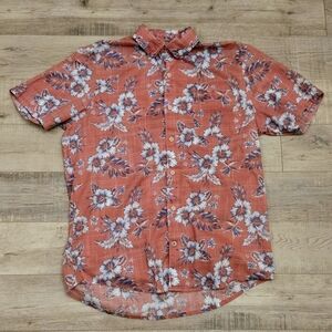 IZOD Saltwater Relaxed Classics Hawaiian Button Down Short Sleeve Shirt Size M